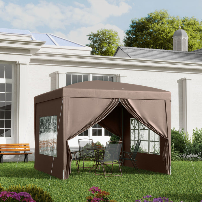 Outsunny 10'x10' Tente De Fete Exterieure Avec Sac De Transport, Cafe