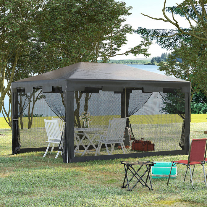 Outsunny Tonnelle Gris 4 Parois Moustiquaires 4 X 3 X 2,45 M