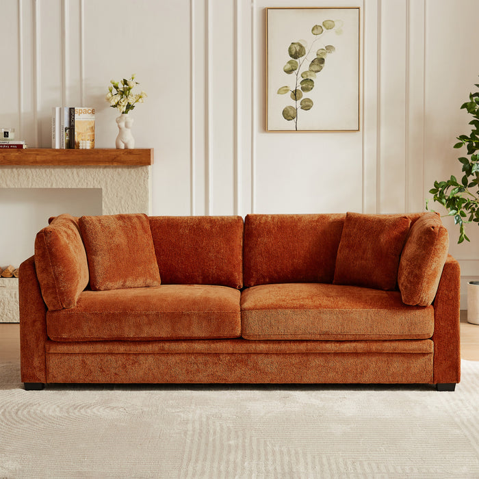 Flare Canape Moderne 83.5 po a Accoudoirs Evases et Coussin Haute Densite, Caramel