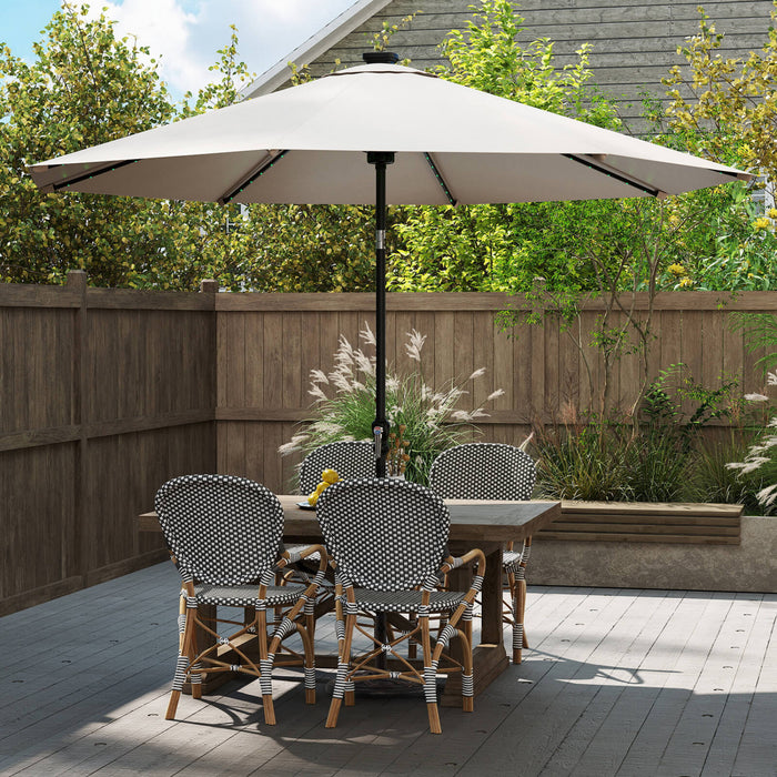 Parasol solaire Costway 10 FT avec 96 LED, inclinaison reglable a 35°, haut ventile, beige