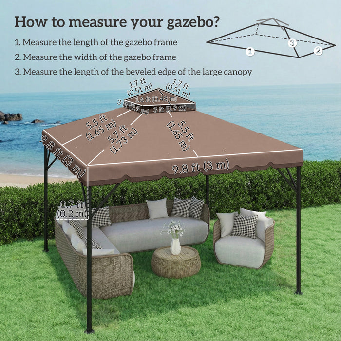 Outsunny Toit de remplacement pour gazebo 10'x10' avec toit a double niveau