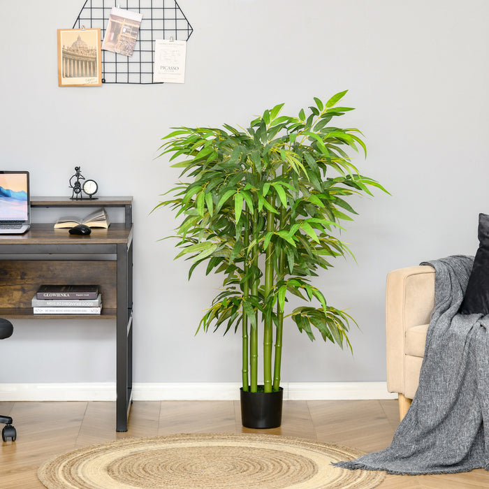 HOMCOM Bambou artificiel de 1,2 m, fausse plante en pot interieur