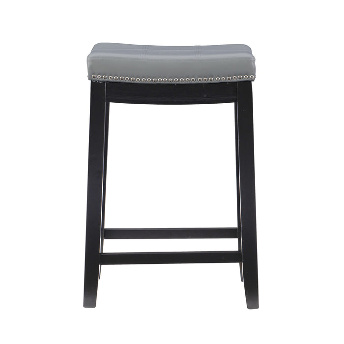 Tabouret Claridge de hauteur comptoir en similicuir et sans dossier - gris