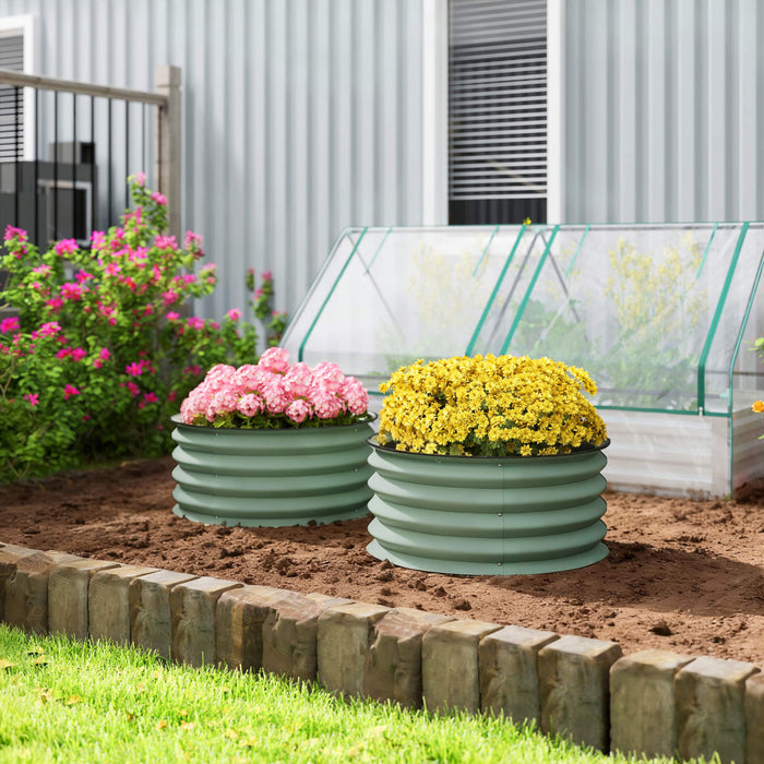 Outsunny Lot de 2 plates-bandes surelevees en acier pour jardin, vert