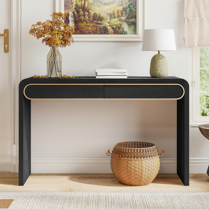 Console en bois Olivia 120 cm avec tiroirs - noire