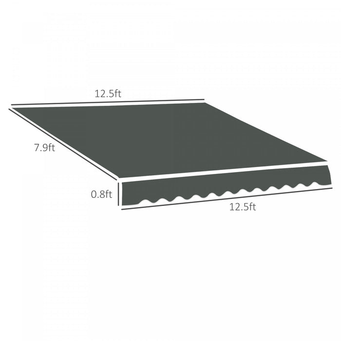 Outsunny - Toile De Remplacement Pour Auvent Retractable De 13' X 8', Protection Contre Les Uv, Gris.