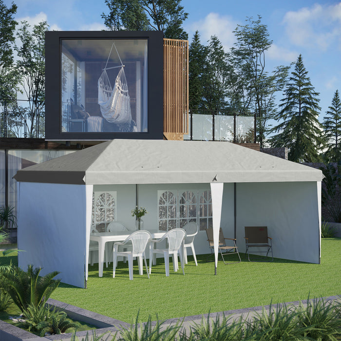 Outsunny 10'x 20' Abri Instantane Tente De Partie, Auvent D'exterieur Avec Sac De Transport, Blanc