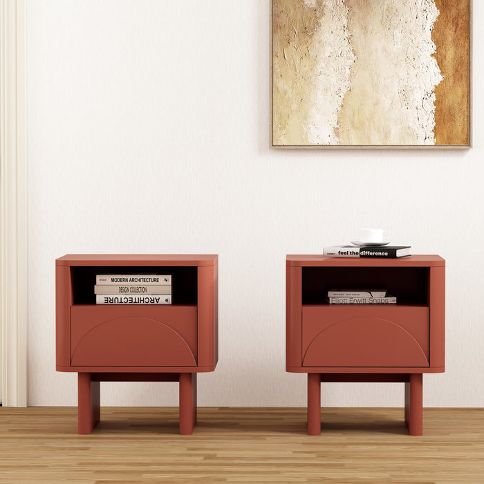 Table de nuit moderne Ella 20\" en terre cuite (1 tiroir) - Lot de 2