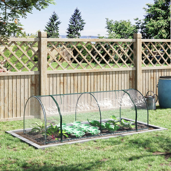 Outsunny Serre De Jardin Tunnel 2,5l X 1l X 0,8h M Grande Porte Zippee Bache Pvc Transparent Metal Epoxy Vert