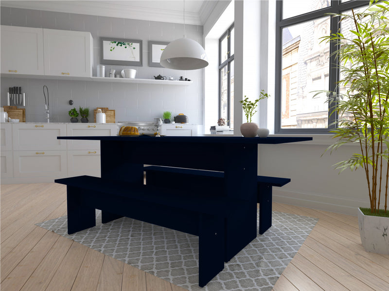 Ensemble de salle a manger moderne Nomad 3 pieces en bleu minuit