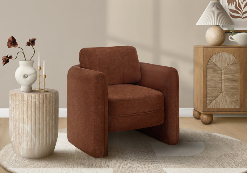 Monarch Specialties - Chaise D'Appoint, 32\"H, Rembourre, Salon, Chambre A Coucher, Tissu Terracotta