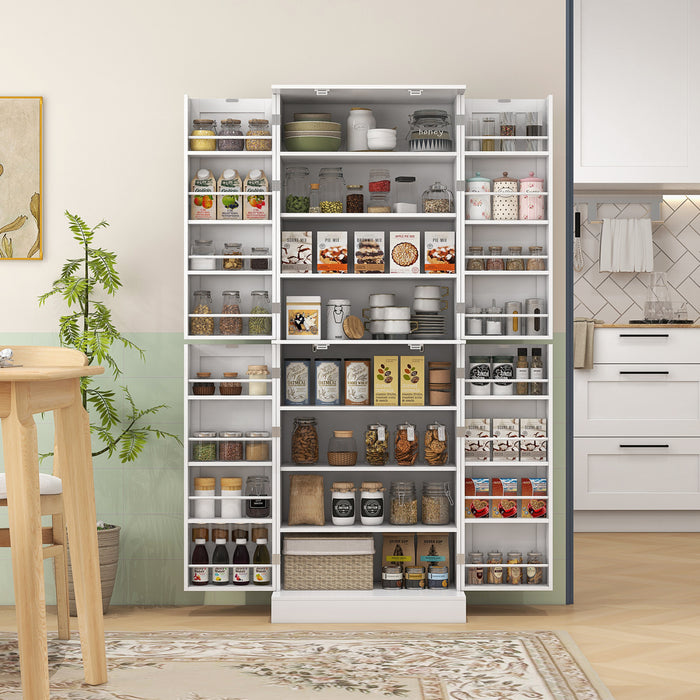 HOMCOM Armoire de cuisine 65\" avec etageres et supports a epices, blanc