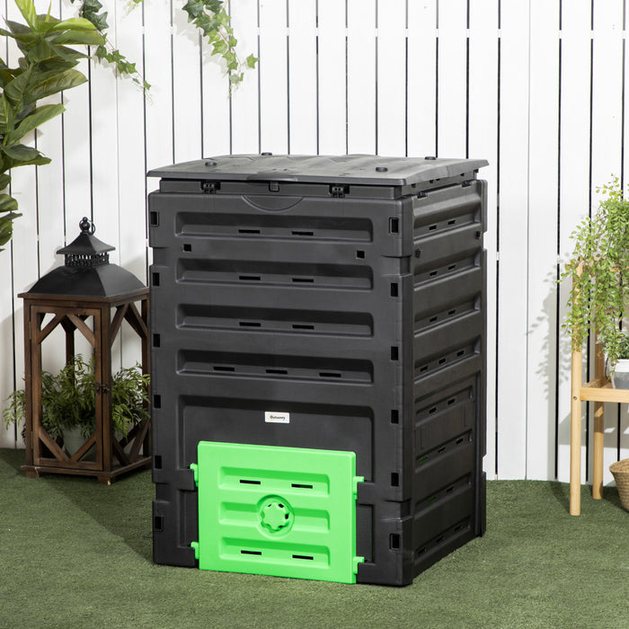 Outsunny Poubelle A Compost 120 Gallons, Grand Composteur Avec Gants