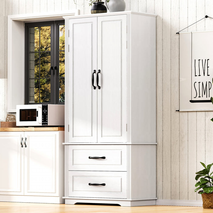 Armoire De Rangement Angela 71\" Avec Etageres Reglables Et 2 Tiroirs - Blanche