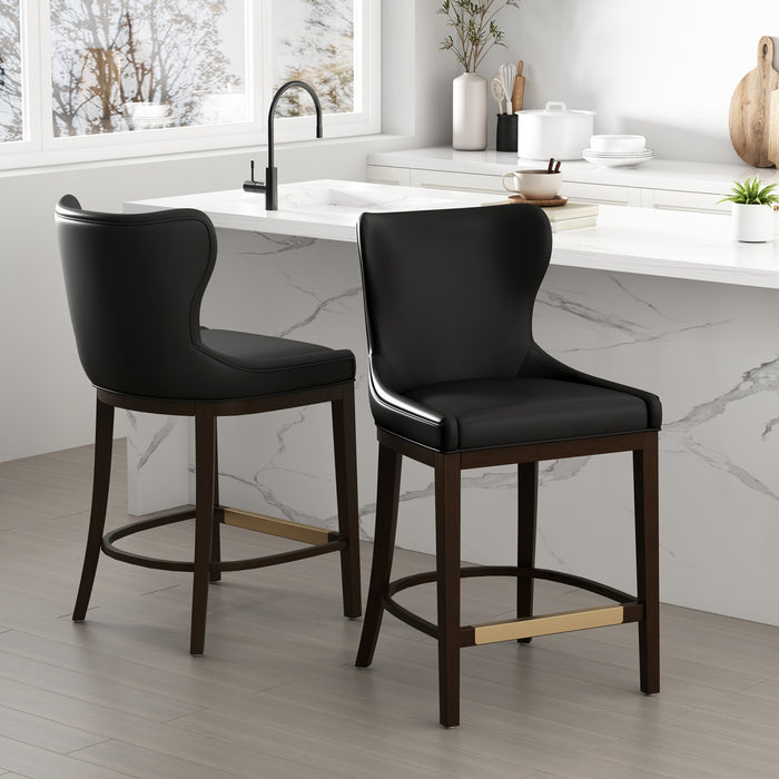 Tabouret de comptoir Blair moderne en bois et tissu, noir - Lot de 2