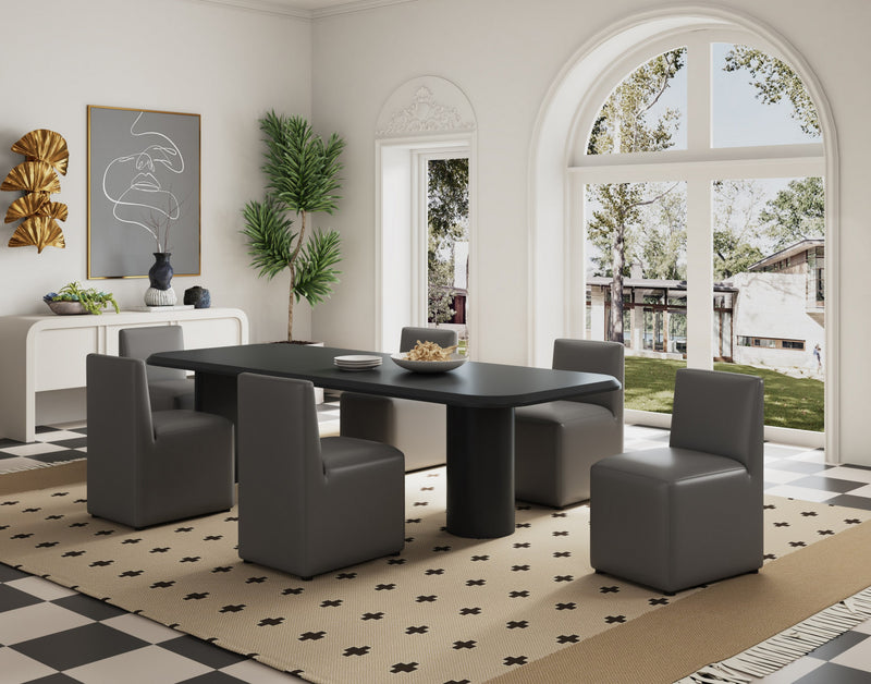 Chaise de salle a manger moderne en cuir vegetalien graphite Anna - Lot de 2