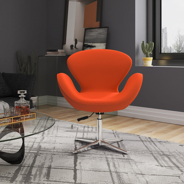Fauteuil lounge pivotant moderne Raspberry en tissu orange - Lot de 2