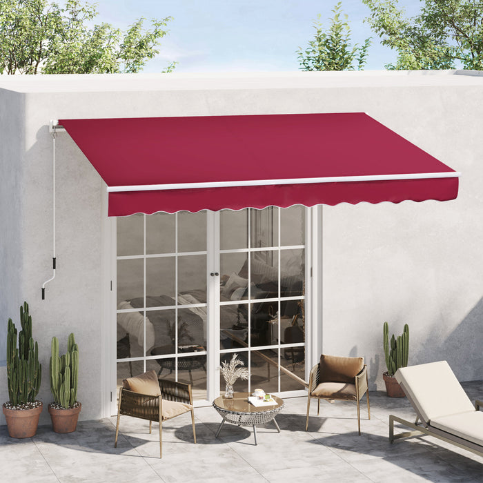 Outsunny Auvent Retractable Auvent De Terrasse Au Soleil Abri Rouge