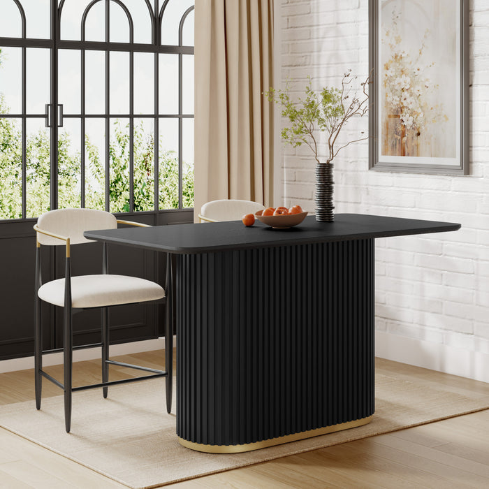 Table a manger industrielle moderne Jett 63 pouces avec base piedestal MDF et fer, noir