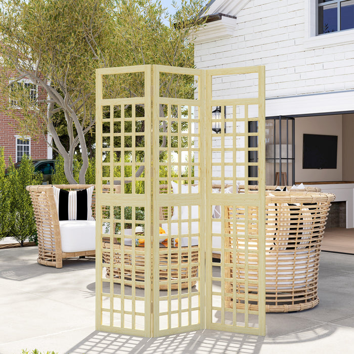 Outsunny Ecran De Confidentialite Exterieur En Bois 3 Panneaux Bois Naturel