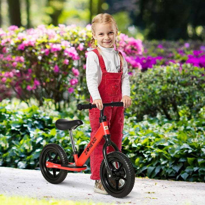 Qaba Draisienne Enfant 3-5 Ans Hauteur Selle Et Guidon Reglable Pneus 12\" Eva Repose-pieds Antiderapant Inclus Acier 35\" X 14.5\" X 23.5\" Rouge