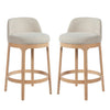 Amelia Ergonomic Rubberwood Counter Height Bar Stool Set of 2 with Upholstered Fabric,Natural | Amelia – Lot de 2 tabourets de bar de hauteur comptoir ergonomiques en bois d’hevea avec revetement en tissu, finition naturelle