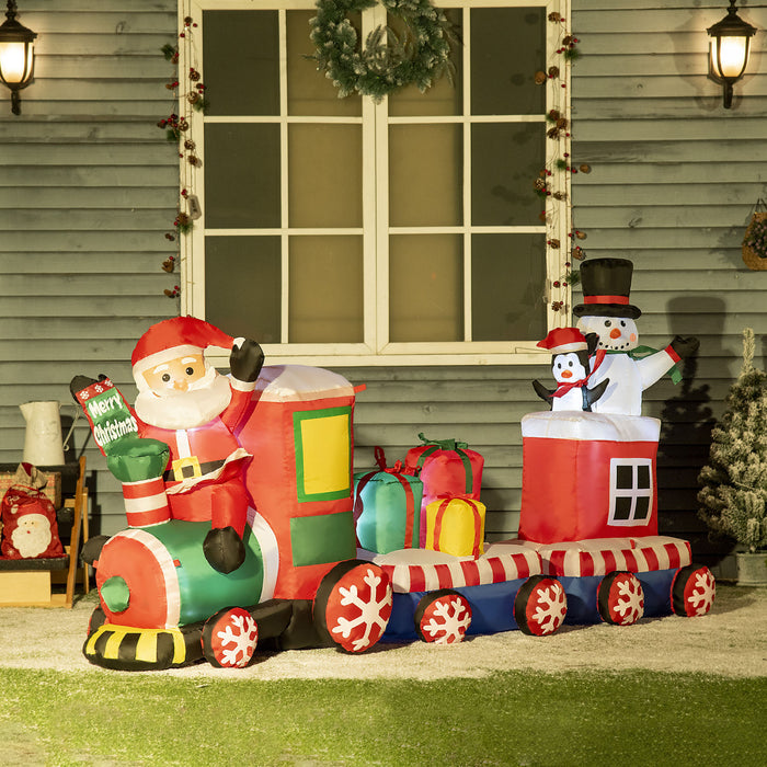 Outsunny Train De Noel Gonflable Avec Pingouin Bonhomme De Neige