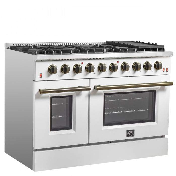 Cuisiniere a gaz Galiano de 48 po en blanc, 6,58 pi³, doubles fours - FFSGS6244-48WHT