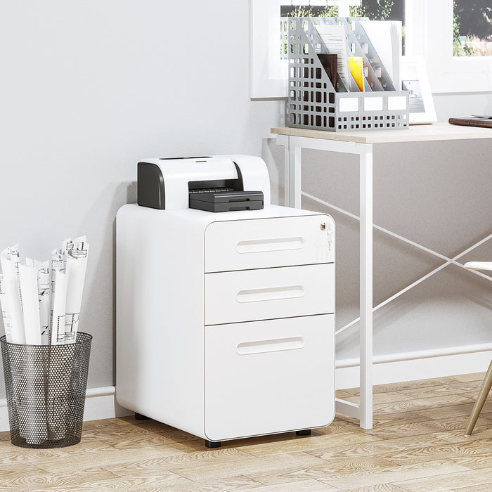 Vinsetto Classeur A 3 Tiroirs, Verrouillable Sur Roues Pour Le Bureau