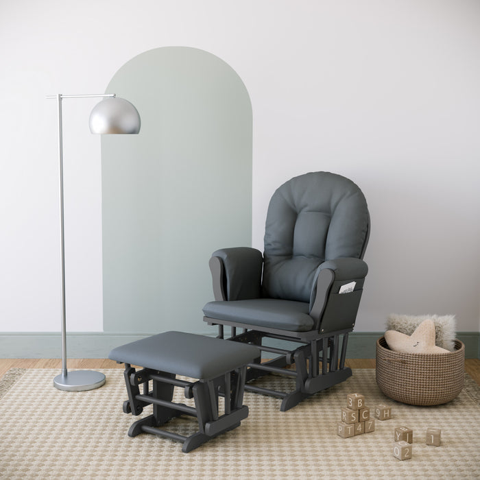 Storkcraft Hoop Fauteuil bercant et pouf - Gris avec gris