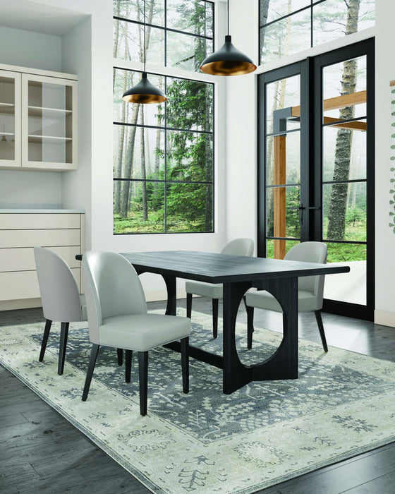 Chaise de salle a manger moderne en bois Hillman avec revetement en tissu gris clair - Lot de 4