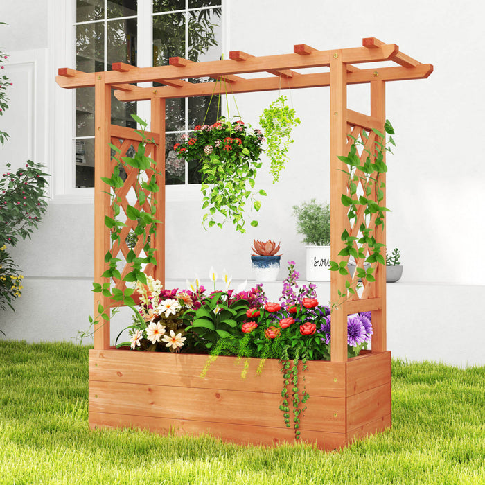 Costway 2 Pcs Lit De Jardin Eleve Avec Trellis Et Toit Suspendu Drainage Eleve Planter Boite