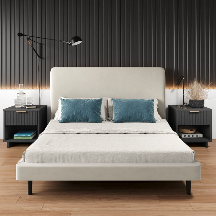 Table de nuit Granville Modern 18\" en gris charbon (1 tiroir) - Lot de 2