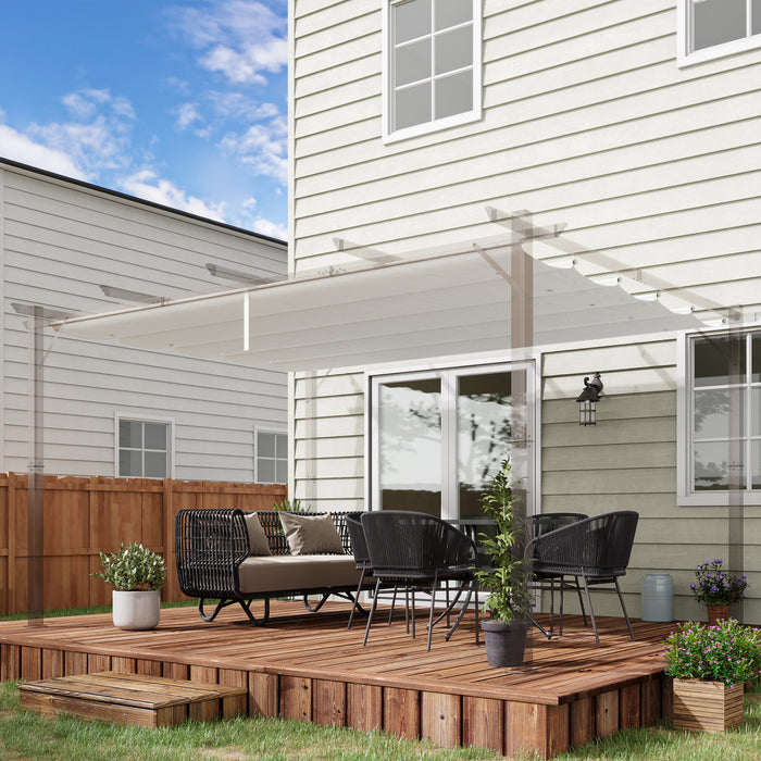 Outsunny Auvent De Rechange Retractable Pour Pergola De 13,1 X 9,8 Pi, Housse De Rechange Pour Pergola, Blanc Creme