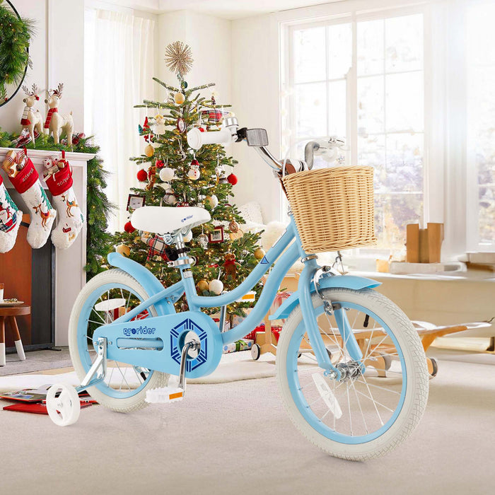 Prorider 16\" Velo Enfant Avec Roues D'entrainement Reglable Guidon Siege Frein A Main Bleu