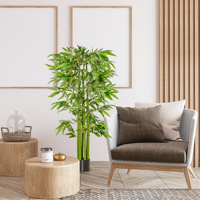 HOMCOM Arbre artificiel en bambou de 5.3pi pour decoration interieure, vert