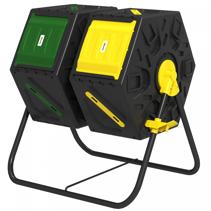 Outsunny Bac A Compost A Double Chambre De 34,5 Gallons Avec Pieds En Acier