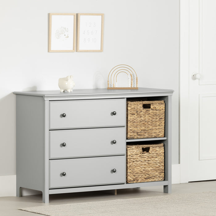 Cotton Candy Commode 3 Tiroirs Avec Paniers De Rangement - Gris Clair