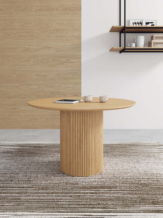 Table a manger ronde Hathaway Modern Industry Chic de 47\" en finition naturelle