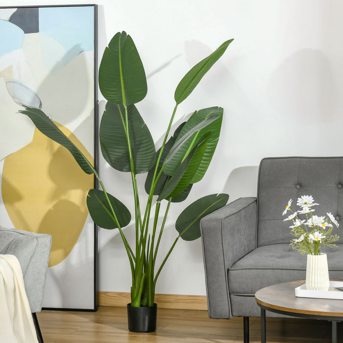 HOMCOM Bananier artificiel 1,5 m en pot pour interieure et exterieure