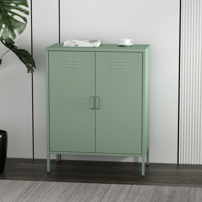 Armoire d’appoint moderne Naomi 32\" en metal vert sauge