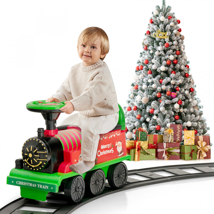 Jouet De Train Motorise Electrique 6v Pour Enfants Sur Train Avec Piste Et 6 Roues Vertes