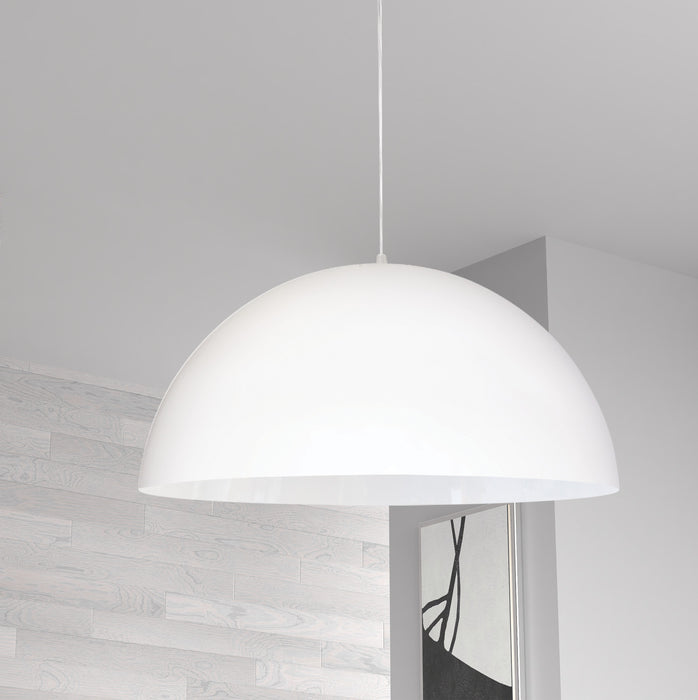 Grand luminaire suspendu Ofelia de Dainolite avec fini blanc mat et 1 ampoule