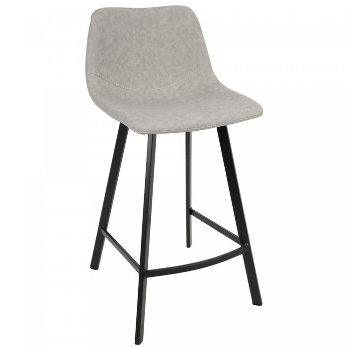 Tabouret industriel Outlaw de hauteur comptoir en similicuir gris - ensemble de 2