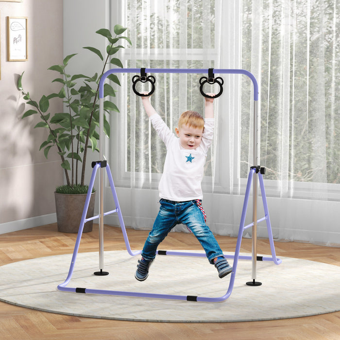 Qaba Barre De Gymnastique Pour Enfants, Barre Horizontale Pliable, Violet