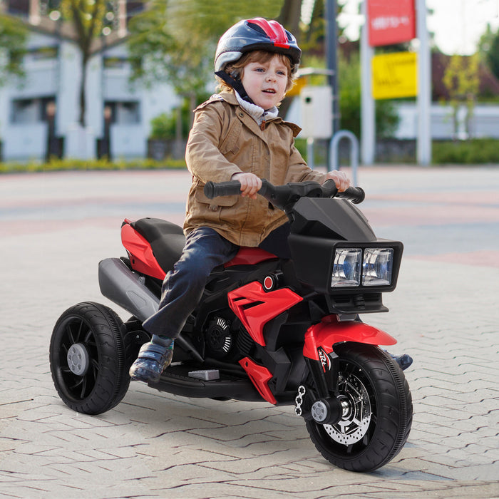 Aosom Moto Enfants Pedale Electrique Jouet 6v Alimente Par Batterie Avec Klaxon De Musique Phares Moto Pour Filles Garcon 37-95 Mois Rouge