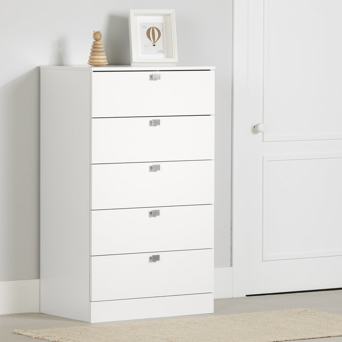  Commode verticale Spark à 5 tiroirs - blanc solide