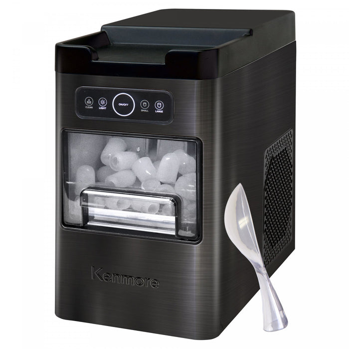 Machine a glacons a chargement frontal Kenmore, 26 lb/24 h, acier inoxydable noir