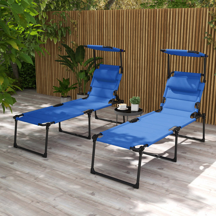 Outsunny Chaise Longue Pliante 2 Pieces, Chaises De Bronzage Inclinables