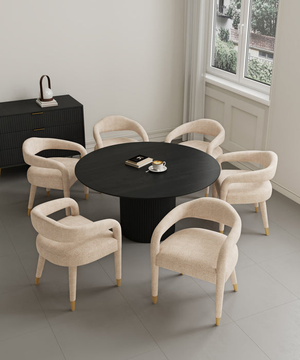 Ensemble de salle a manger moderne industriel Aspen et Hathaway 7 pieces, finition argentee et noire